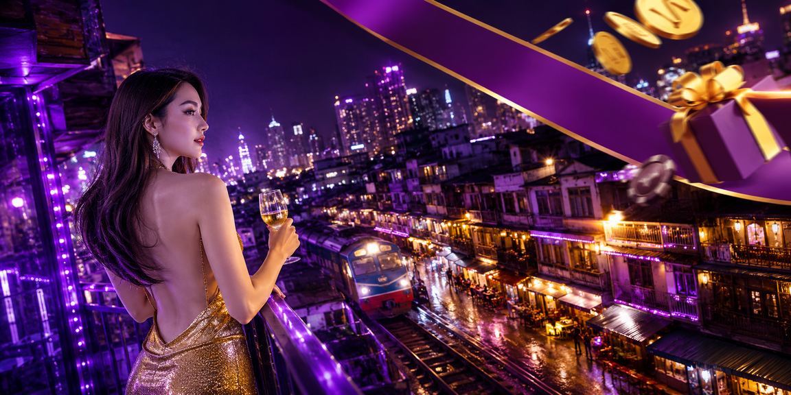 Không gian đô thị Hà Nội về đêm với ánh đèn neon hiện đại