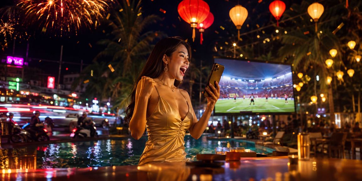 Cảnh chợ đêm Mũi Né với người dùng trải nghiệm cá cược trực tuyến qua điện thoại