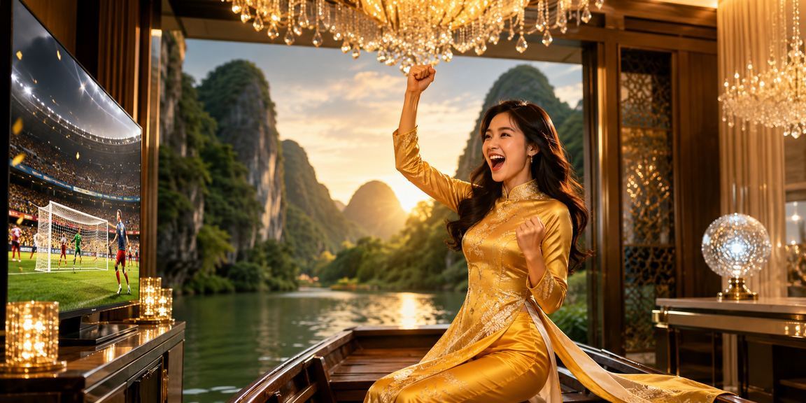 Người phụ nữ Việt Nam trong trang phục áo dài tại Ninh Bình trải nghiệm kv3 trên điện thoại
